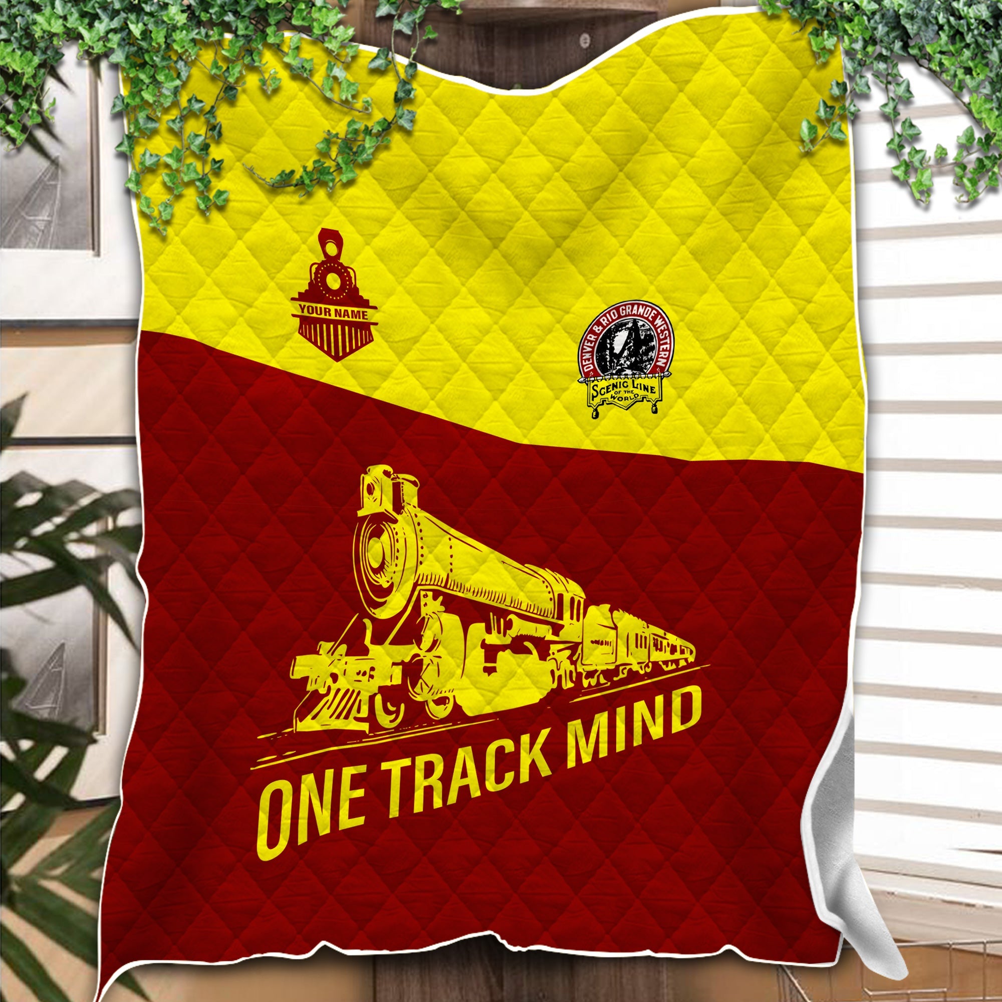 Railspirit Personalized Denver and Rio Grande Western Railroad Premium Quilt One Track Mind Train Premium Quilt Gift Idea For Train Lover