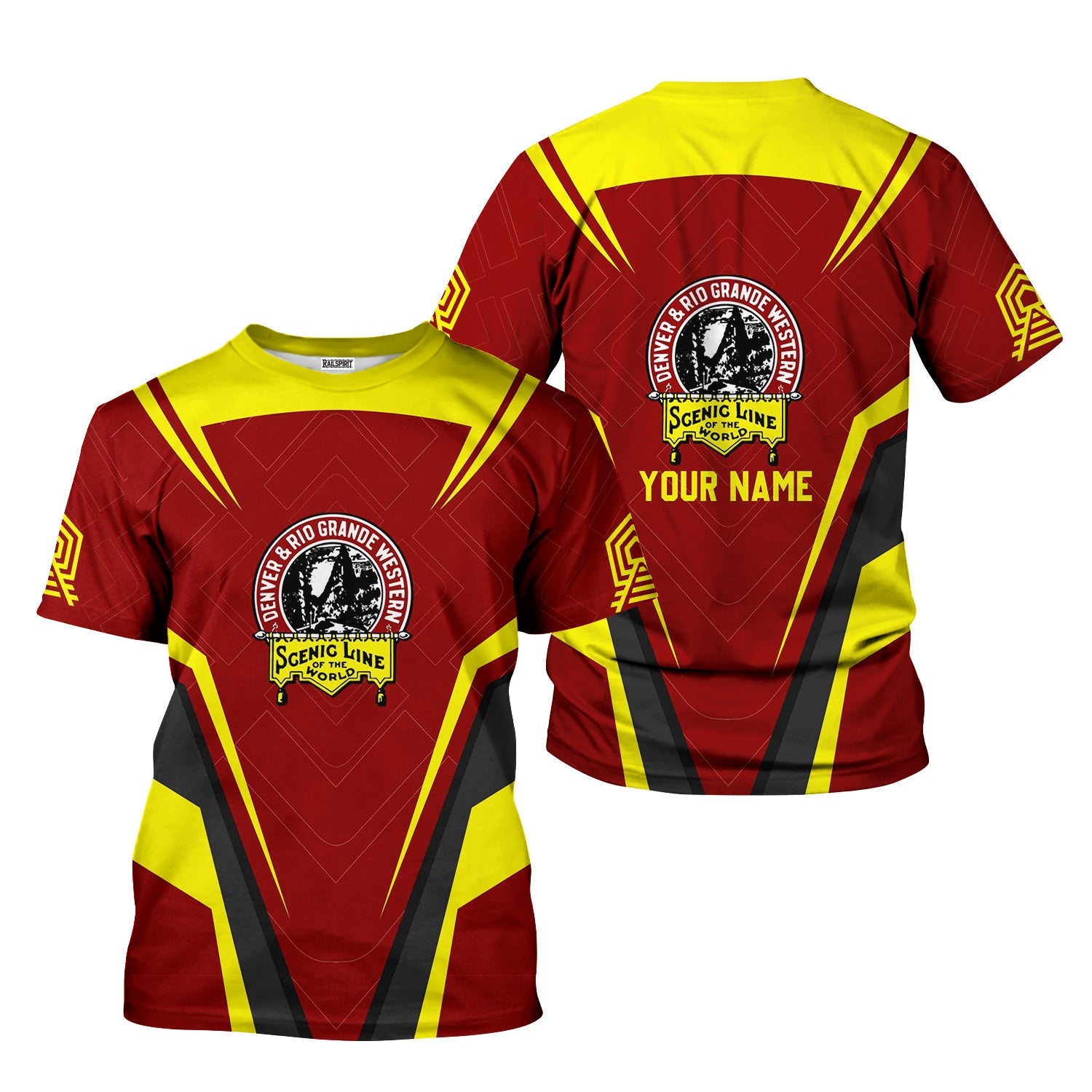 Railspirit Personalized Denver and Rio Grande Western Railroad T-Shirt Railway Inspired Apparel Train Shirt for Train Lovers