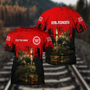 Railspirit Personalized Missouri Pacific Railroad T-Shirt Vintage Train Art Style Shirt For Locomotive Fans