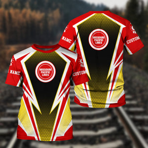 Railspirit Personalized Missouri Pacific Railroad T-Shirt Lightning Graphic Style Shirt Gift Idea For Train Lover