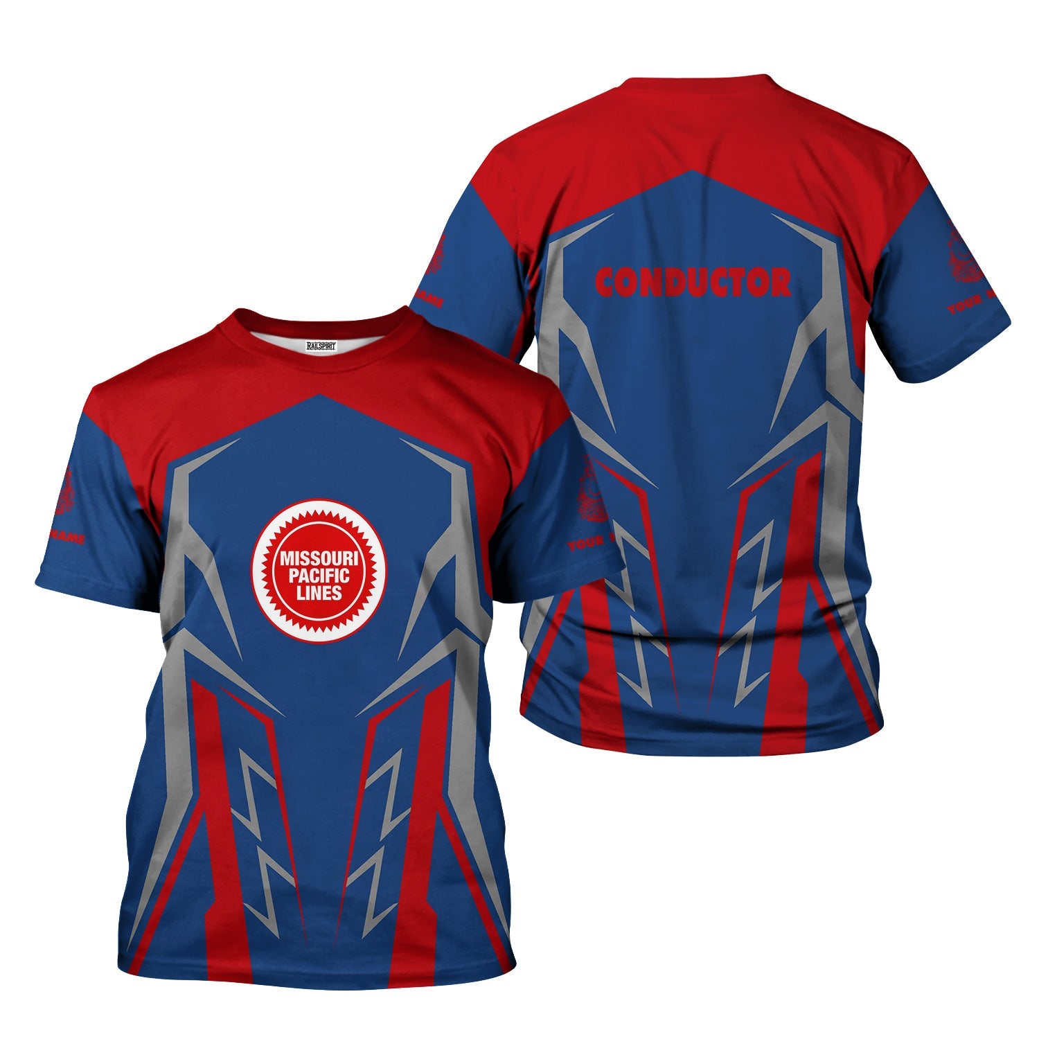 Railspirit Personalized Missouri Pacific Railroad T-Shirt Futuristic Design with Custom Job Train Shirt