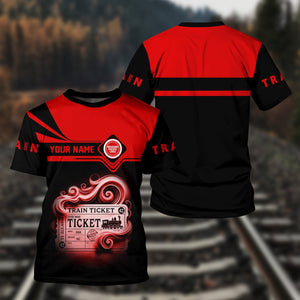 Railspirit Personalized Missouri Pacific Railroad T Shirt Train Ticket American Locomotive Printed Train