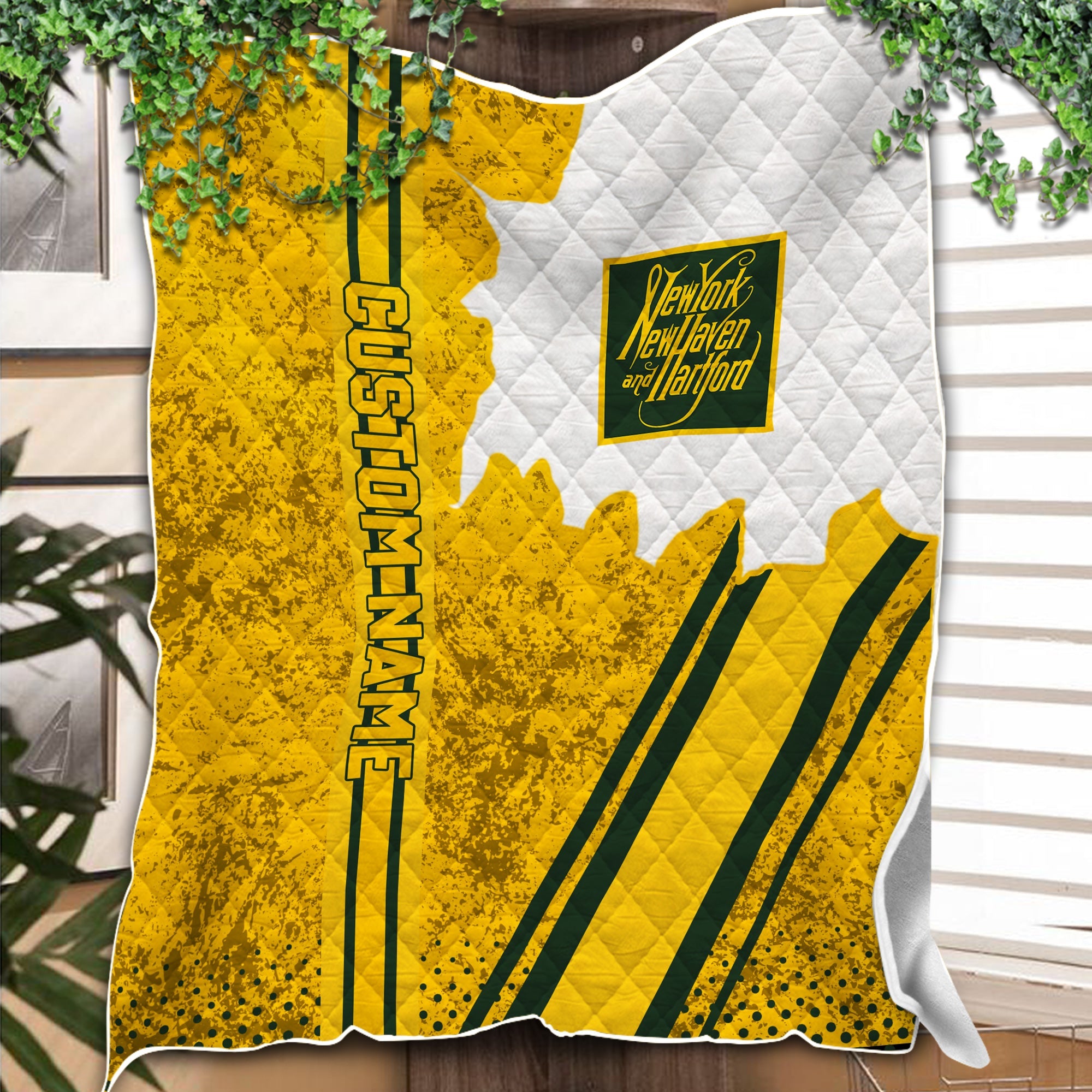 Railspirit Personalized New York, New Haven and Hartford Railroad Premium Quilts Vintage New Haven Railroad All Over Printed Premium Quilts