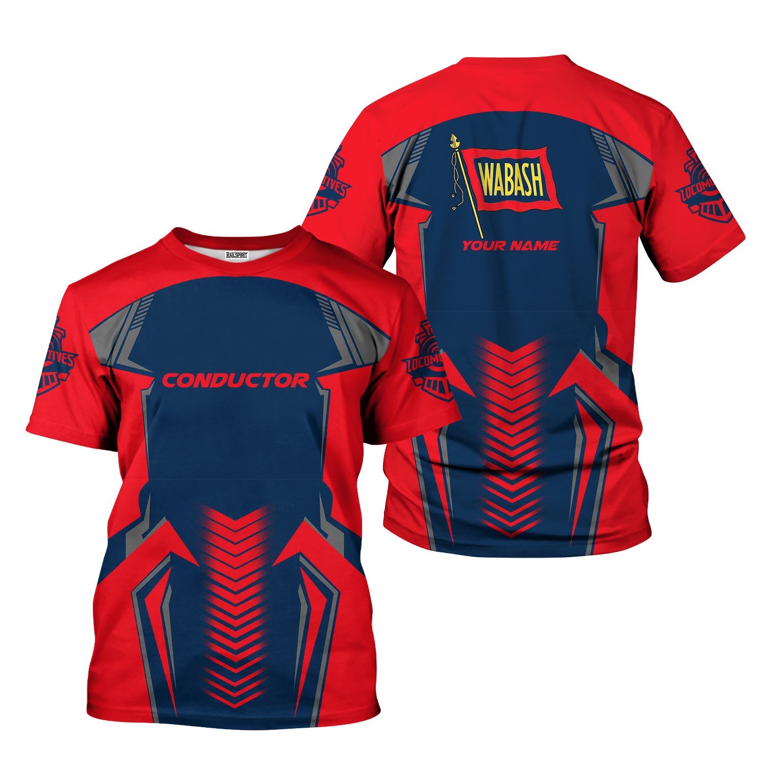 Railspirit Personalized Wabash Railroad T-Shirt Standout Style with Custom Position Train Shirt