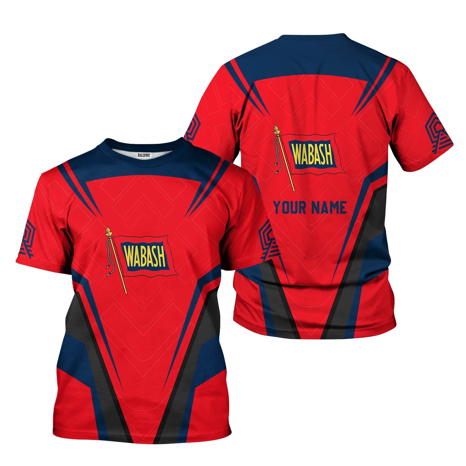 Railspirit Personalized Wabash Railroad T-Shirt Railway Inspired Apparel Train Shirt for Train Lovers