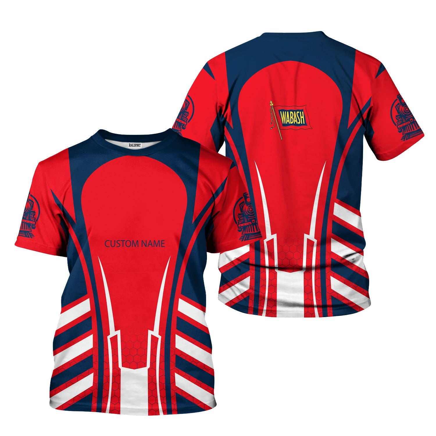 Railspirit Personalized Wabash Railroad T-Shirt Striped Railroad Style Train Shirt All Over Print