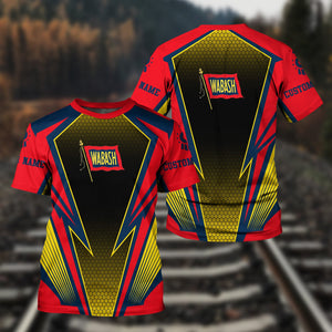 Railspirit Personalized Wabash Railroad T-Shirt Lightning Graphic Style Shirt Gift Idea For Train Lover