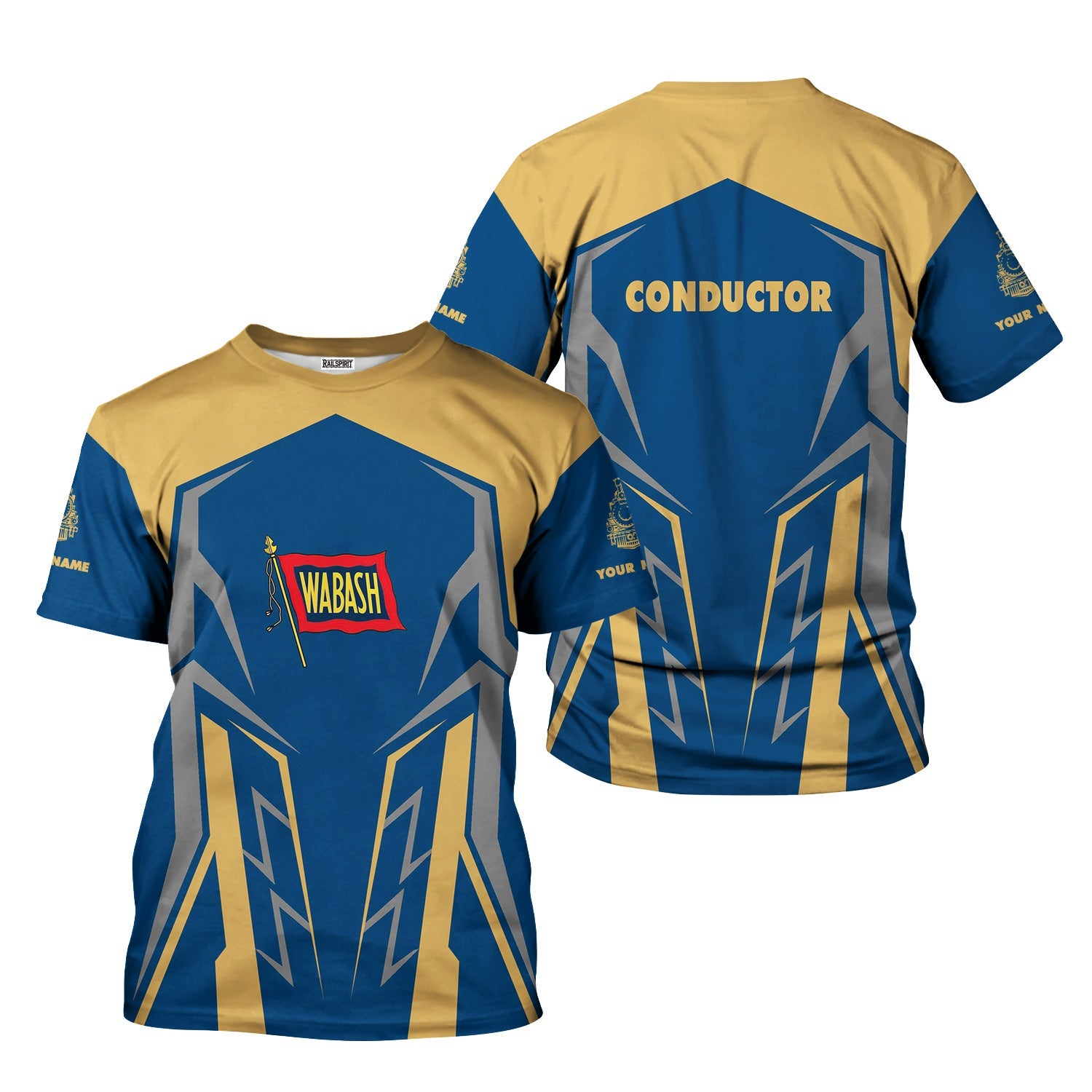 Railspirit Personalized Wabash Railroad T-Shirt Futuristic Design with Custom Job Train Shirt