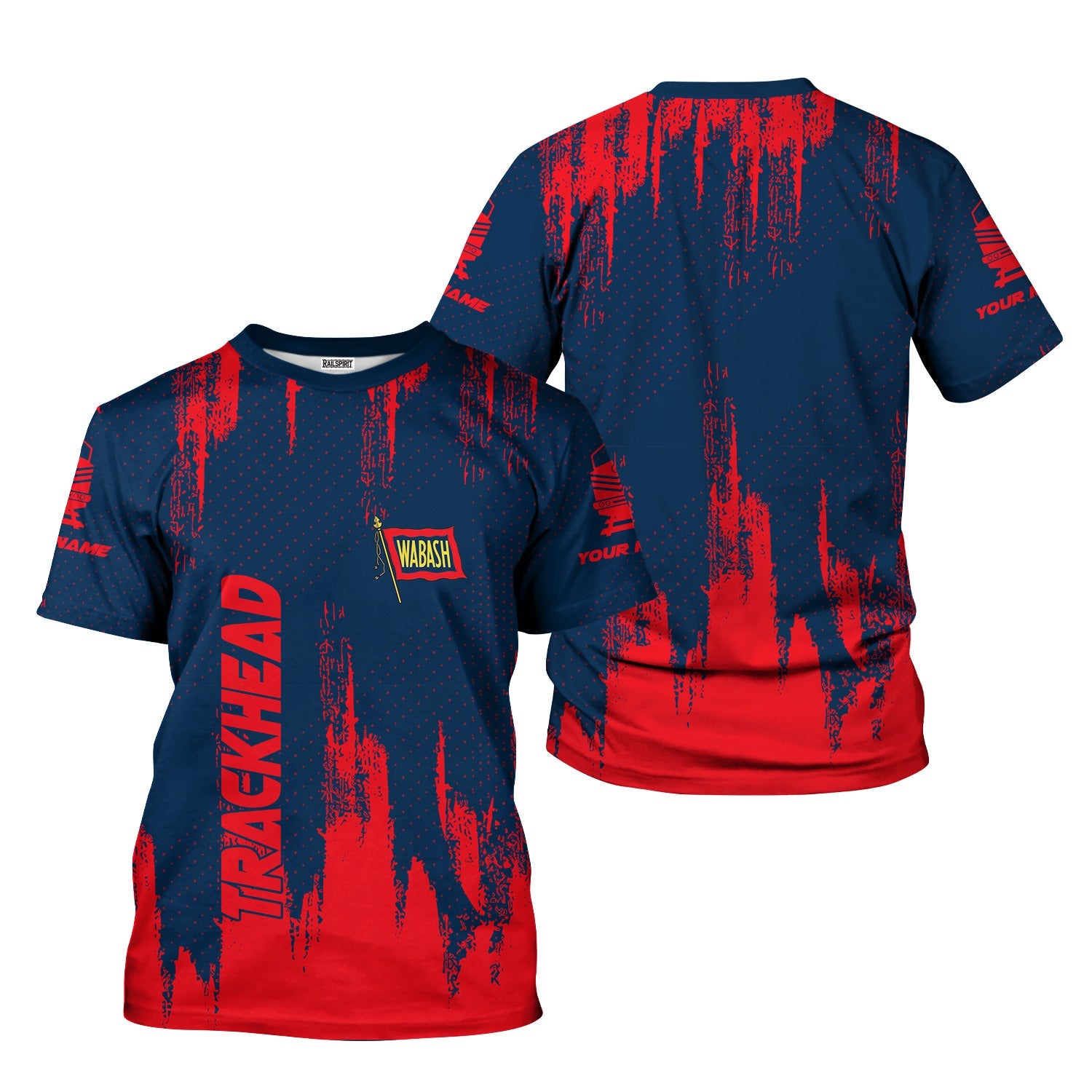 Railspirit Personalized Wabash Railroad T-Shirt Paint Impact Design Train Shirt for Trackhead