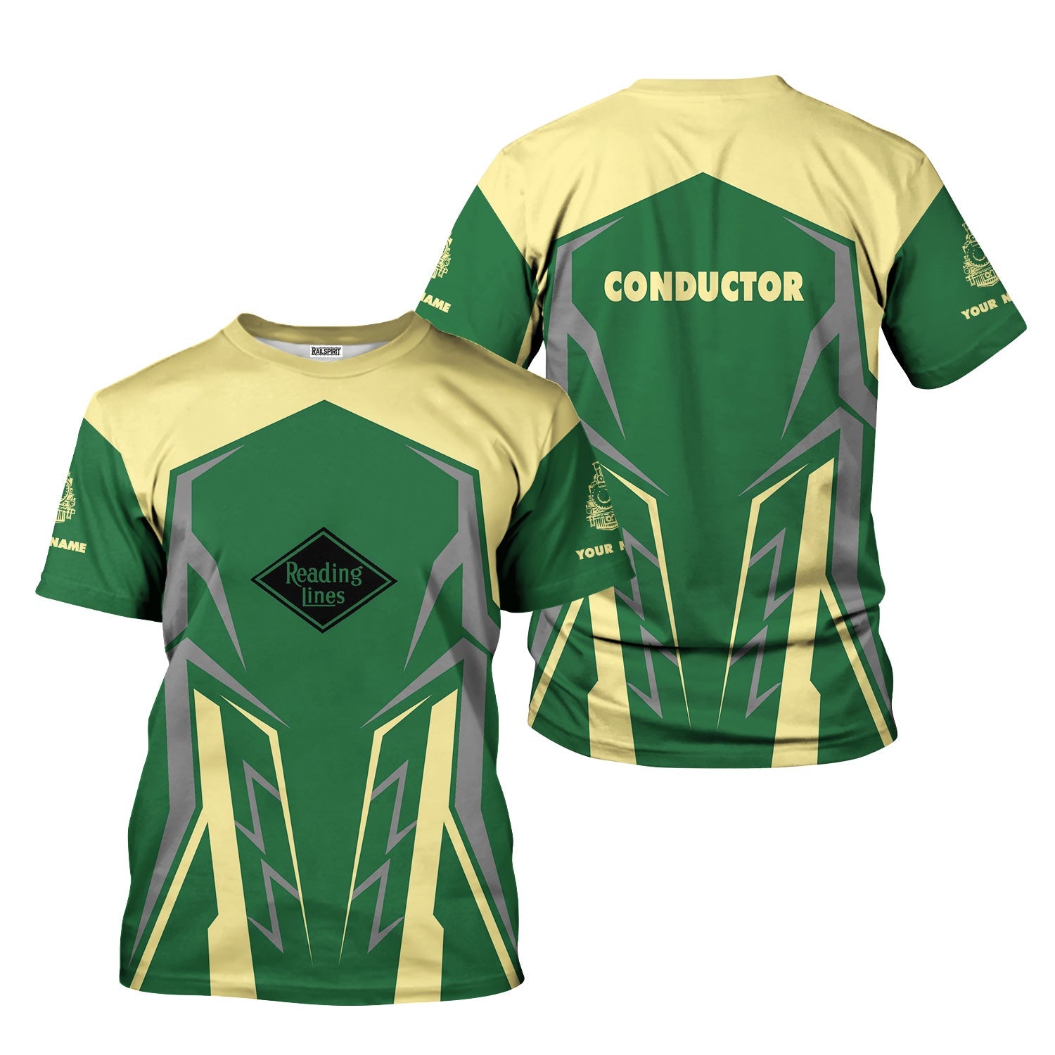 Railspirit Personalized Reading Railroad T-Shirt Futuristic Design with Custom Job Train Shirt