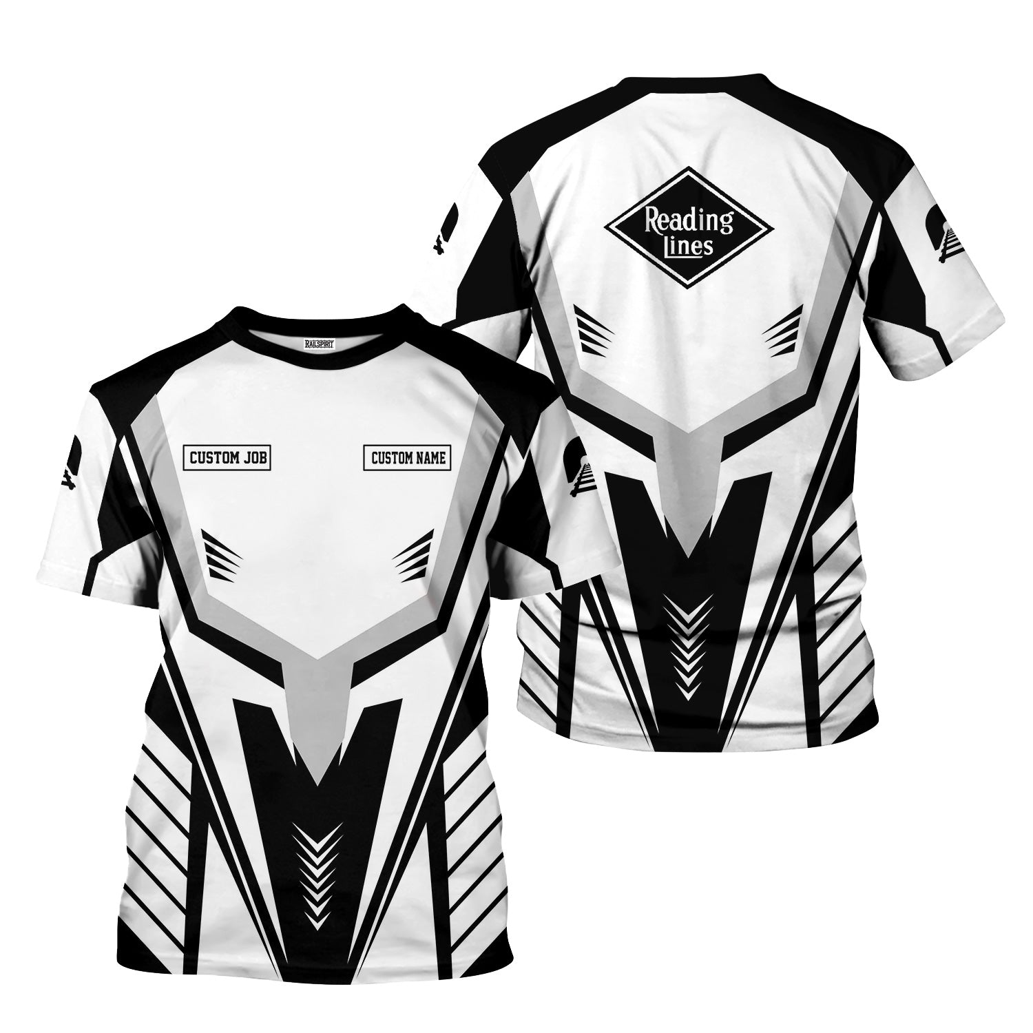 Railspirit Personalized Reading Railroad T-Shirt Workwear-Inspired with Custom Position Train Shirt