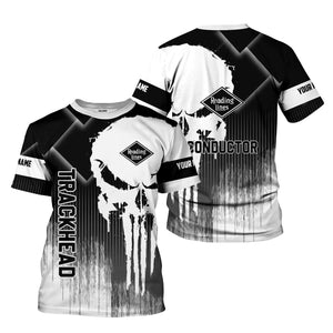 Railspirit Personalized Reading Railroad T-Shirt Skull Design with Custom Job Train Shirt for Trackhead Crew