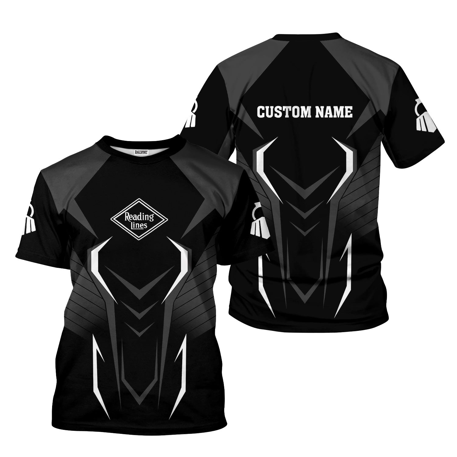 Railspirit Personalized Reading Railroad T-Shirt Dynamic Design Style Perfect Shirt for Train Enthusiasts