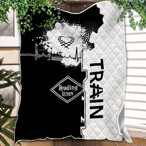 Railspirit Reading Railroad Premium Quilts Engine Heartbeat and Track Love Style Quilts Gift Idea For Train Lovers