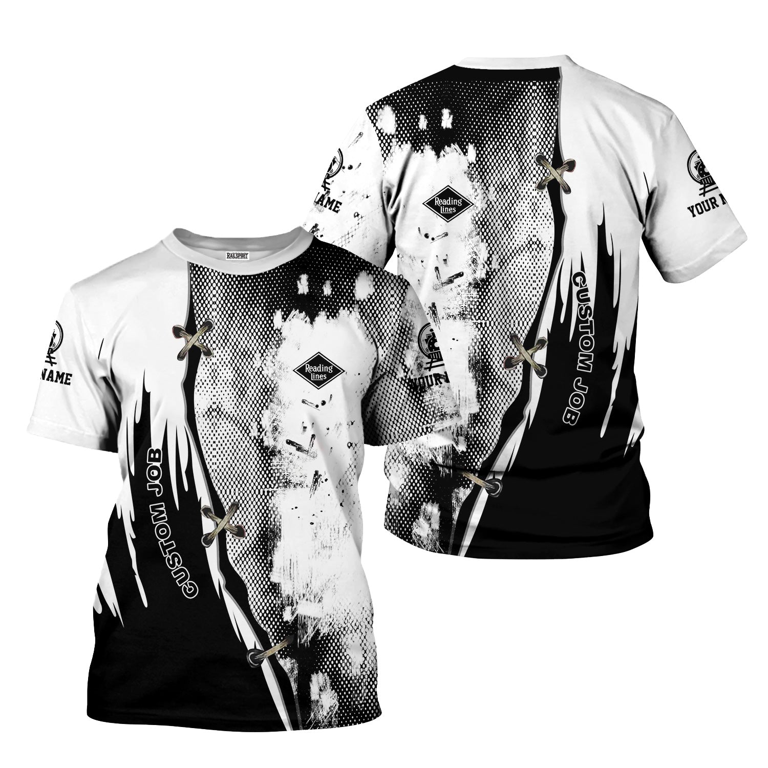 Railspirit Personalized Reading Railroad T-Shirt Retro Stitches Design with Custom Position Train Shirt