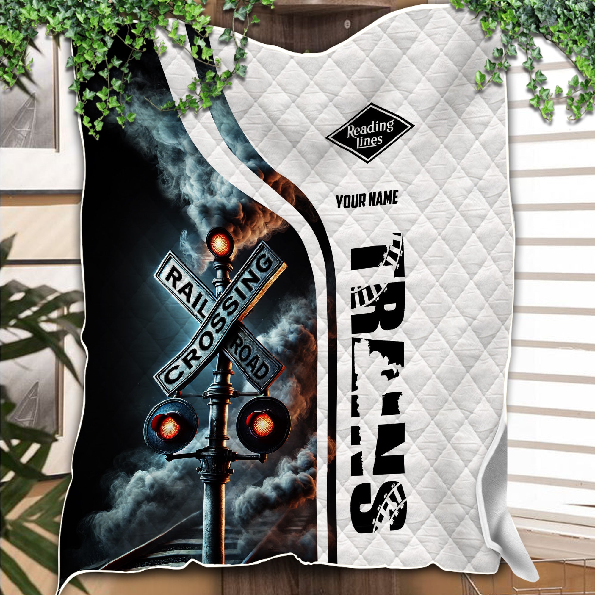 Railspirit Personalized Reading Railroad Premium Quilts Railroad Crossing Sign Quilts All Over Print