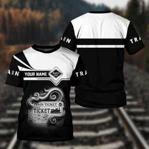 Railspirit Personalized Reading Railroad T Shirt Train Ticket American Locomotive Printed Train