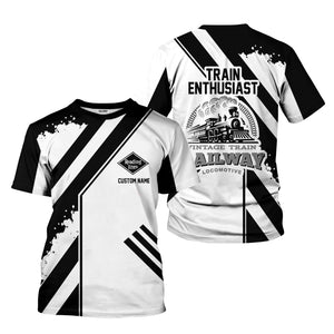 Railspirit Personalized Reading Railroad T-Shirt Locomotive Design Train Shirt for Train Enthusiast