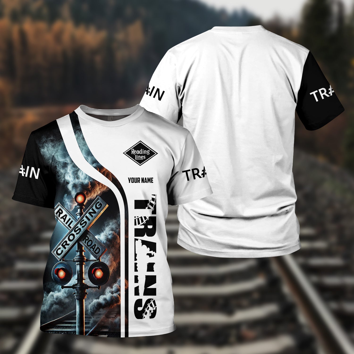 Railspirit Custom Name Reading Railroad T Shirt Railroad Crossing Sign Train Shirt All Over Print