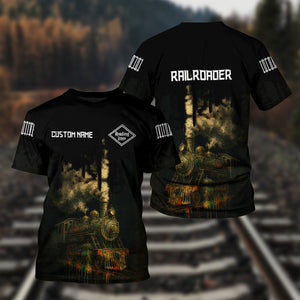 Railspirit Personalized Reading Railroad T-Shirt Vintage Train Art Style Shirt For Locomotive Fans