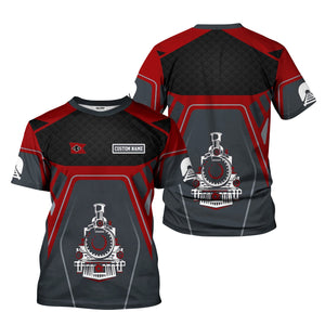 Railspirit Personalized Lehigh Valley Railroad T-Shirt Steam Locomotive Engine Graphic Train Shirt All Over Print