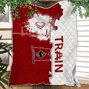 Railspirit Lehigh Valley Railroad Premium Quilts Engine Heartbeat and Track Love Style Quilts Gift Idea For Train Lovers