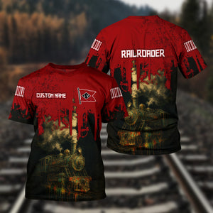 Railspirit Personalized Lehigh Valley Railroad T-Shirt Vintage Train Art Style Shirt For Locomotive Fans