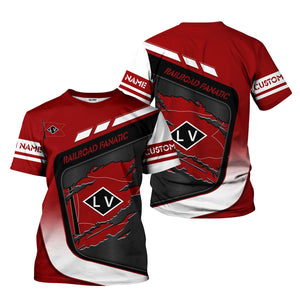 Railspirit Personalized Lehigh Valley Railroad T-Shirt Ripped Texture Style Train Shirt For Railroad Fanatic