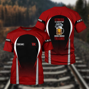 Railspirit Personalized Lehigh Valley Railroad T Shirt Stress Is Caused By Not Having Enough Trains Shirt All Over Print