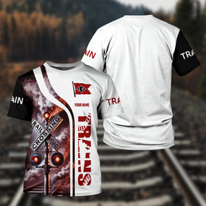 Railspirit Custom Name Lehigh Valley Railroad T Shirt Railroad Crossing Sign Train Shirt All Over Print