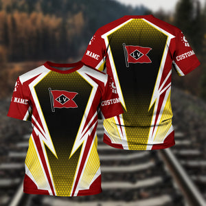 Railspirit Personalized Lehigh Valley Railroad T-Shirt Lightning Graphic Style Shirt Gift Idea For Train Lover