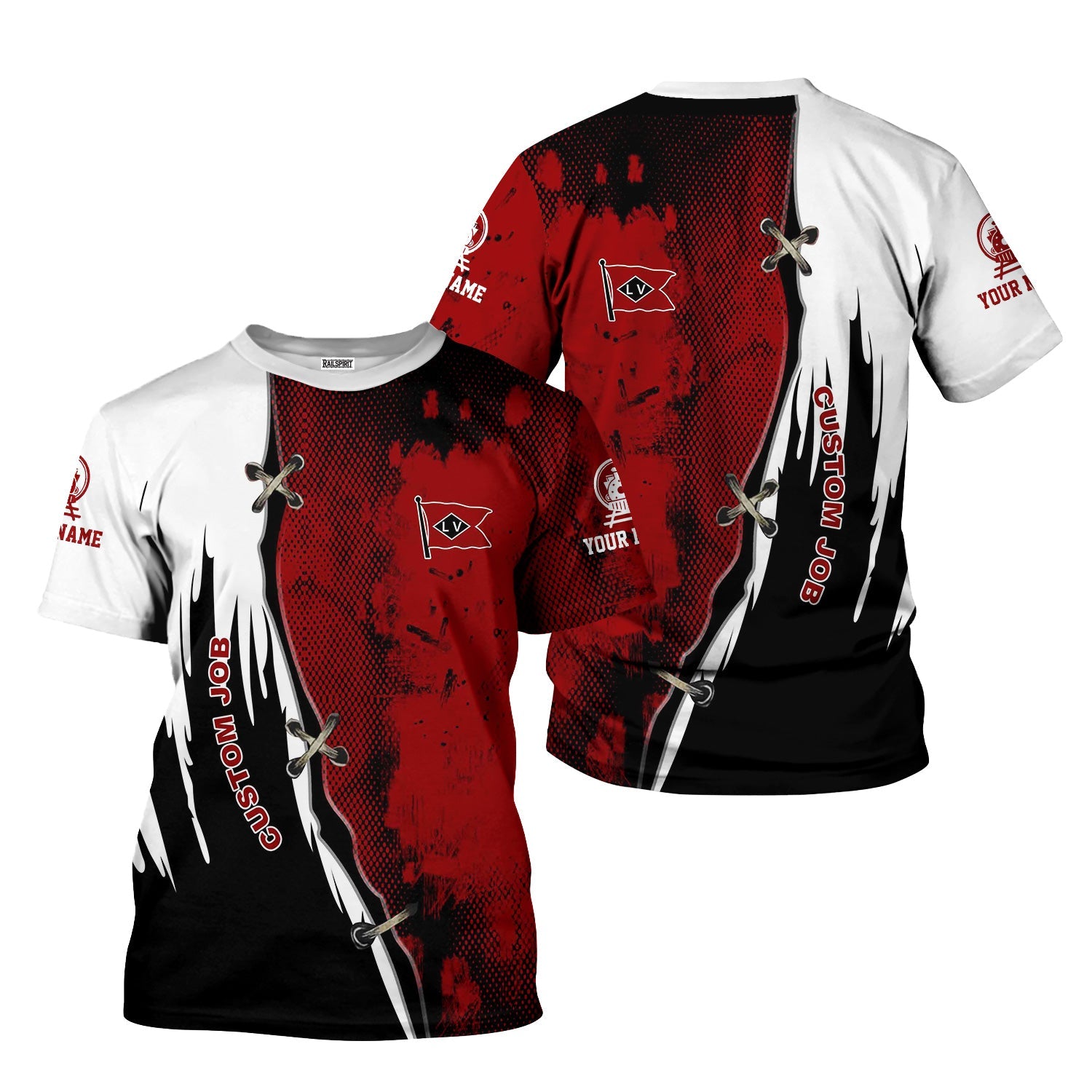 Railspirit Personalized Lehigh Valley Railroad T-Shirt Retro Stitches Design with Custom Position Train Shirt