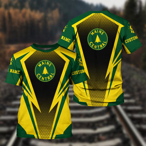 Railspirit Personalized Maine Central Railroad T-Shirt Lightning Graphic Style Shirt Gift Idea For Train Lover