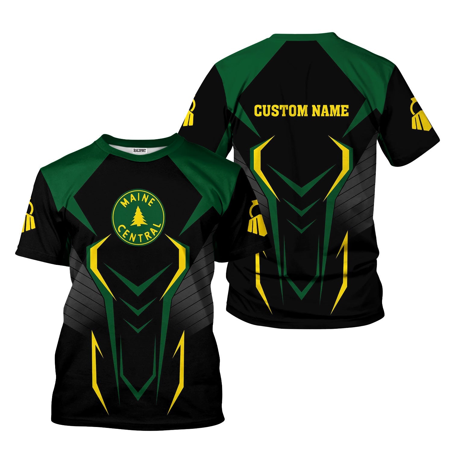 Railspirit Personalized Maine Central Railroad T-Shirt Dynamic Design Style Perfect Shirt for Train Enthusiasts