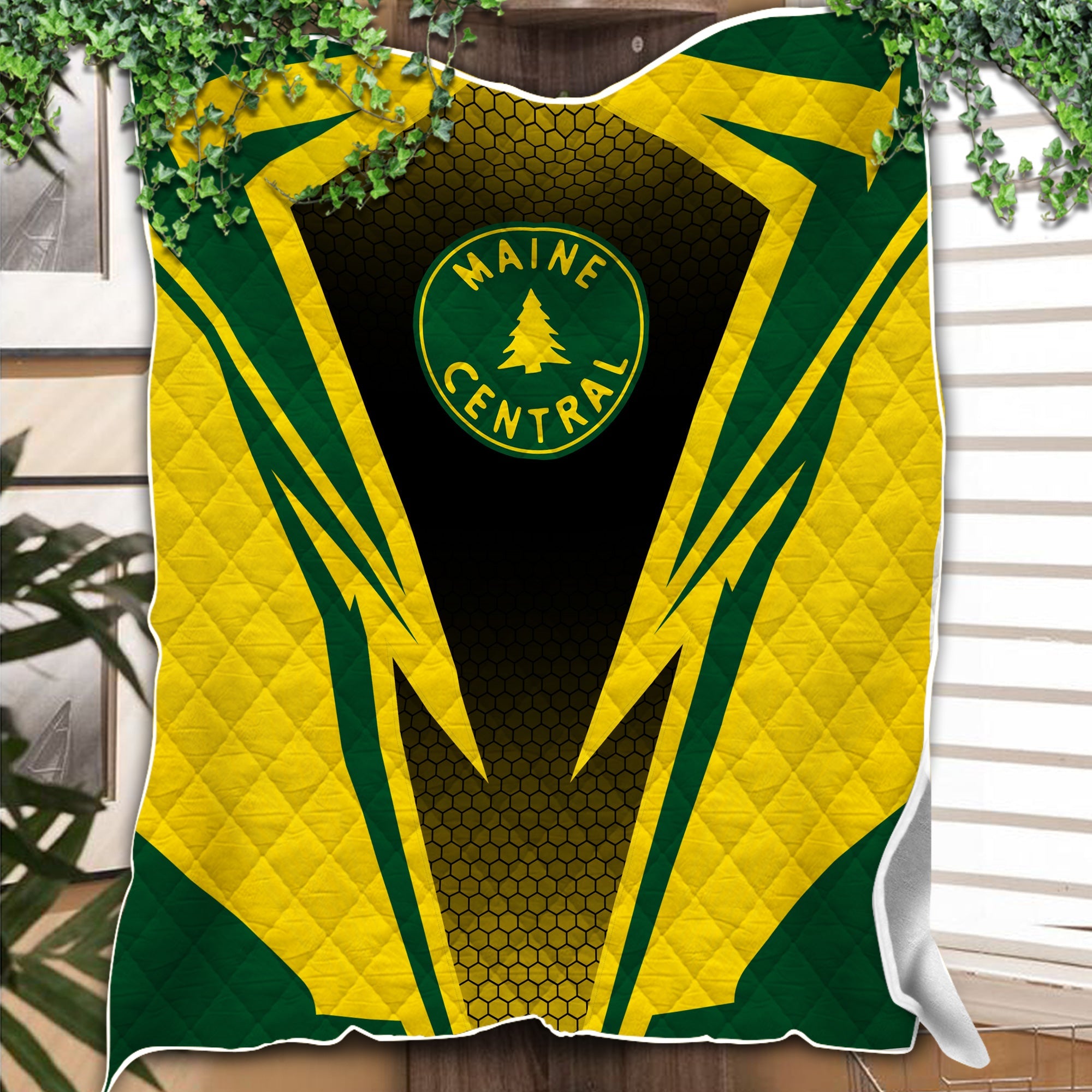 Railspirit Maine Central Railroad Premium Quilts Lightning Graphic Style Premium Quilts Gift Idea For Train Lover