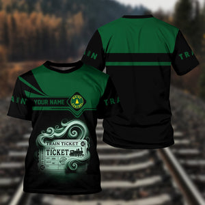 Railspirit Personalized Maine Central Railroad T Shirt Train Ticket American Locomotive Printed Train