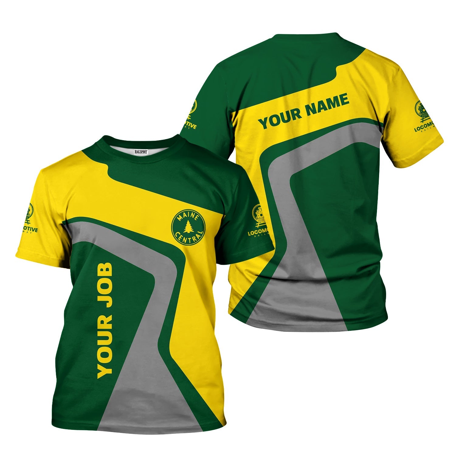 Railspirit Personalized Maine Central Railroad T-Shirt Unique Design with Custom Job Position Train Shirt