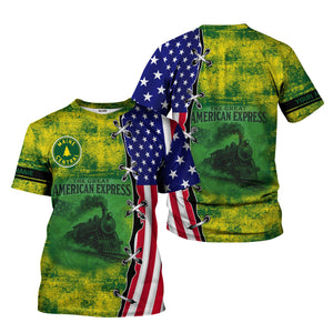 Railspirit Personalized Maine Central Railroad T-Shirt Retro American Express Train With USA Flag Shirt