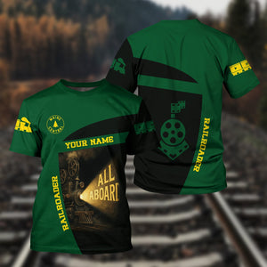 Railspirit Personalized Maine Central Railroad T-Shirt All Aboard Steam Train Movie Projector Style Shirt