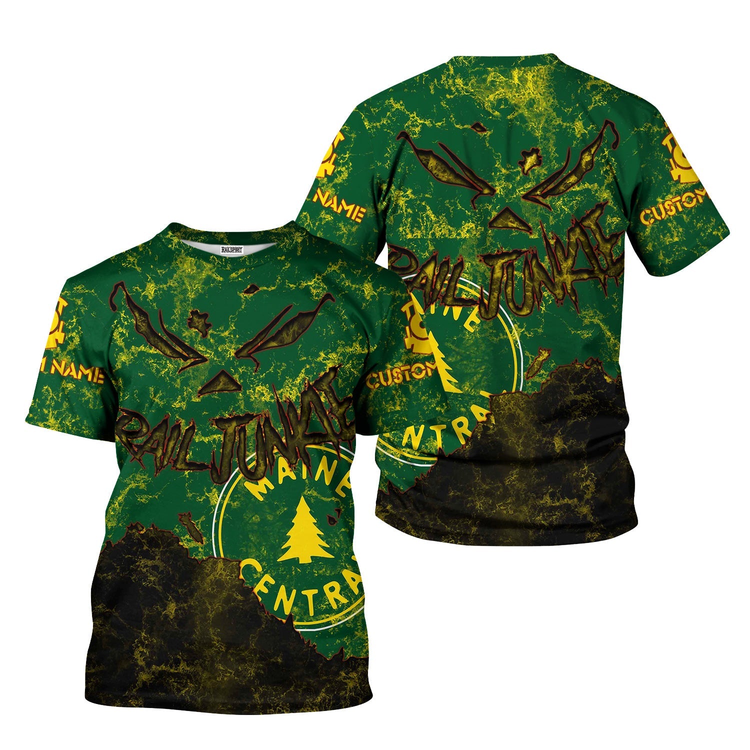 Railspirit Personalized Maine Central Railroad T-Shirt Torn Graphic Style Train Shirt For Rail Junkie