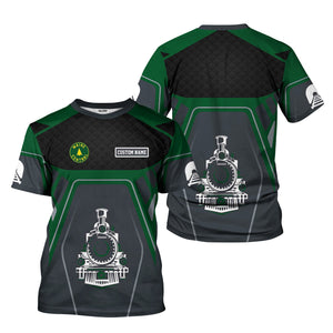 Railspirit Personalized Maine Central Railroad T-Shirt Steam Locomotive Engine Graphic Train Shirt All Over Print