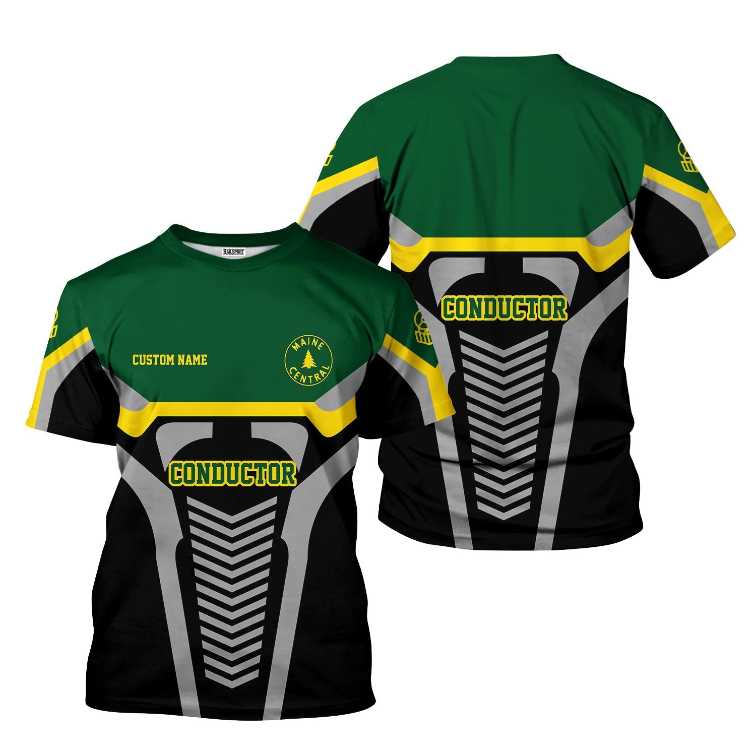 Railspirit Personalized Maine Central Railroad T-Shirt Track-Inspired with Custom Job Position Train Shirt