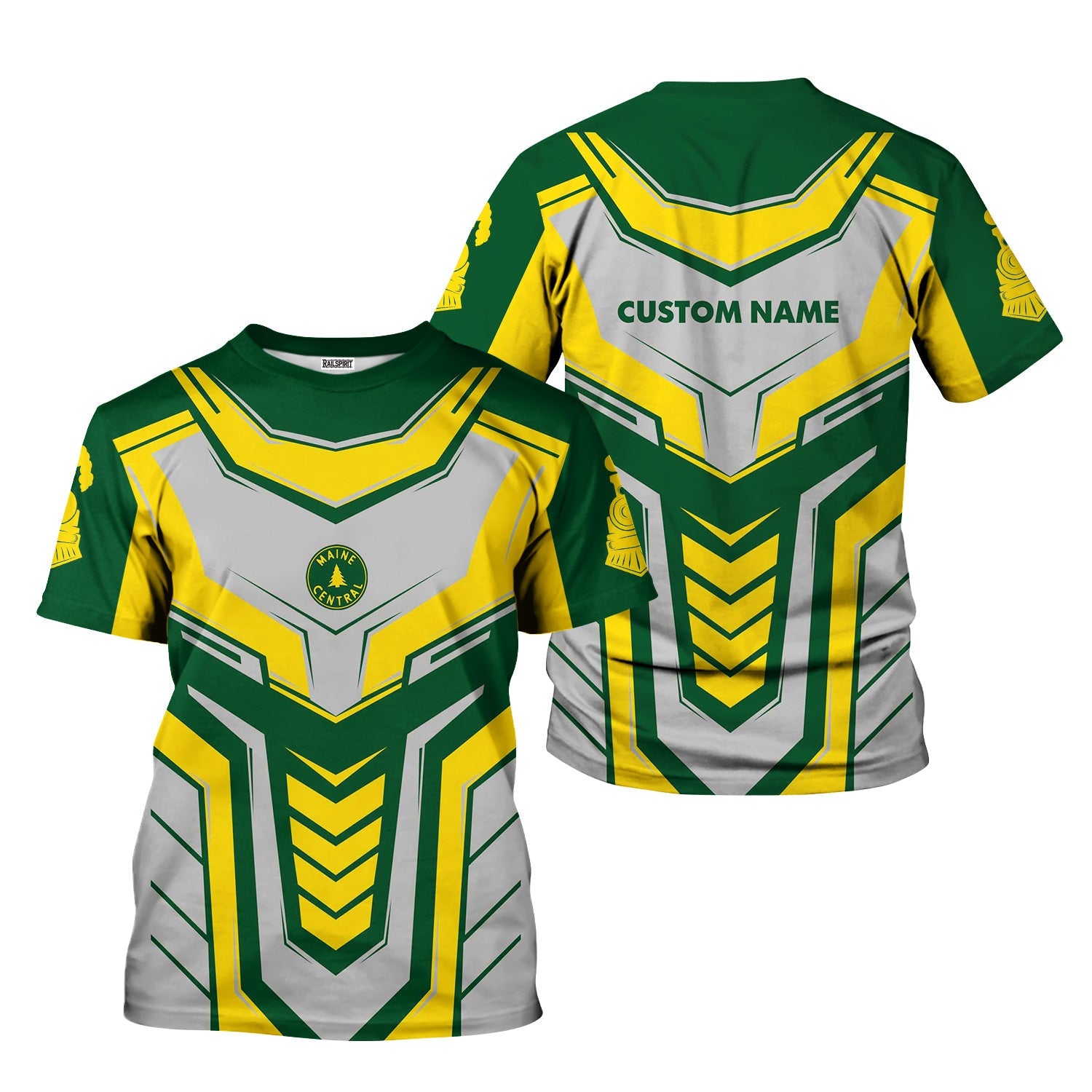 Railspirit Personalized Maine Central Railroad T-Shirt Armor-Inspired Design Train Shirt All Over Print