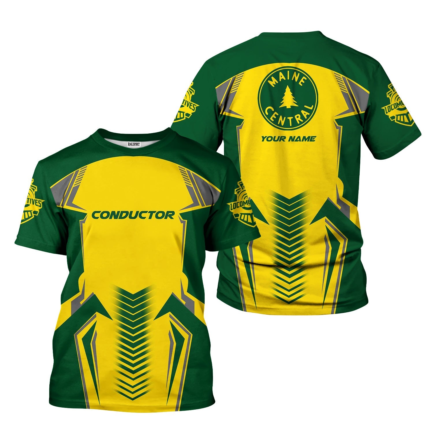 Railspirit Personalized Maine Central Railroad T-Shirt Standout Style with Custom Position Train Shirt