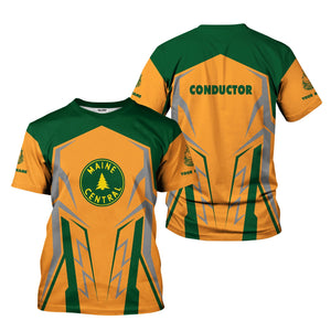 Railspirit Personalized Maine Central Railroad T-Shirt Futuristic Design with Custom Job Train Shirt