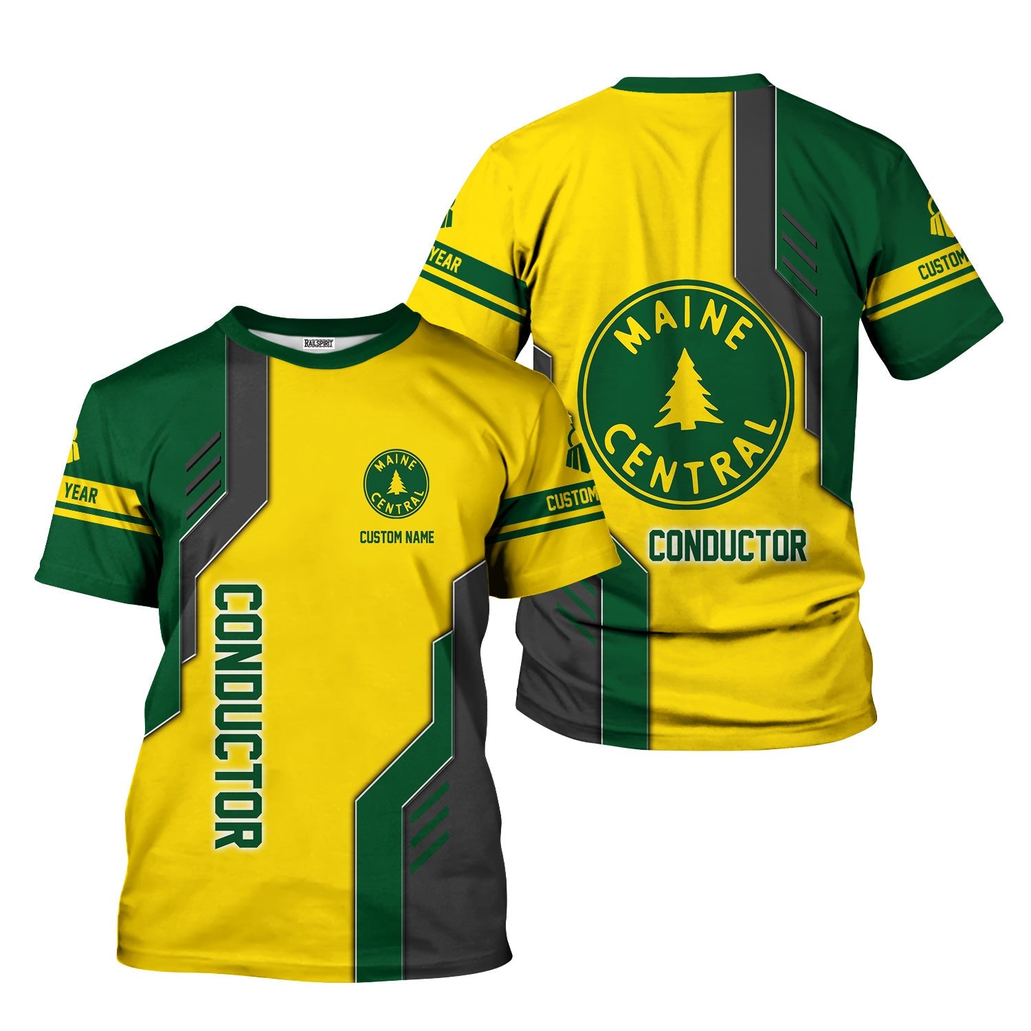 Railspirit Personalized Maine Central Railroad T-Shirt Unique Railway Style with Custom Job Train Shirt