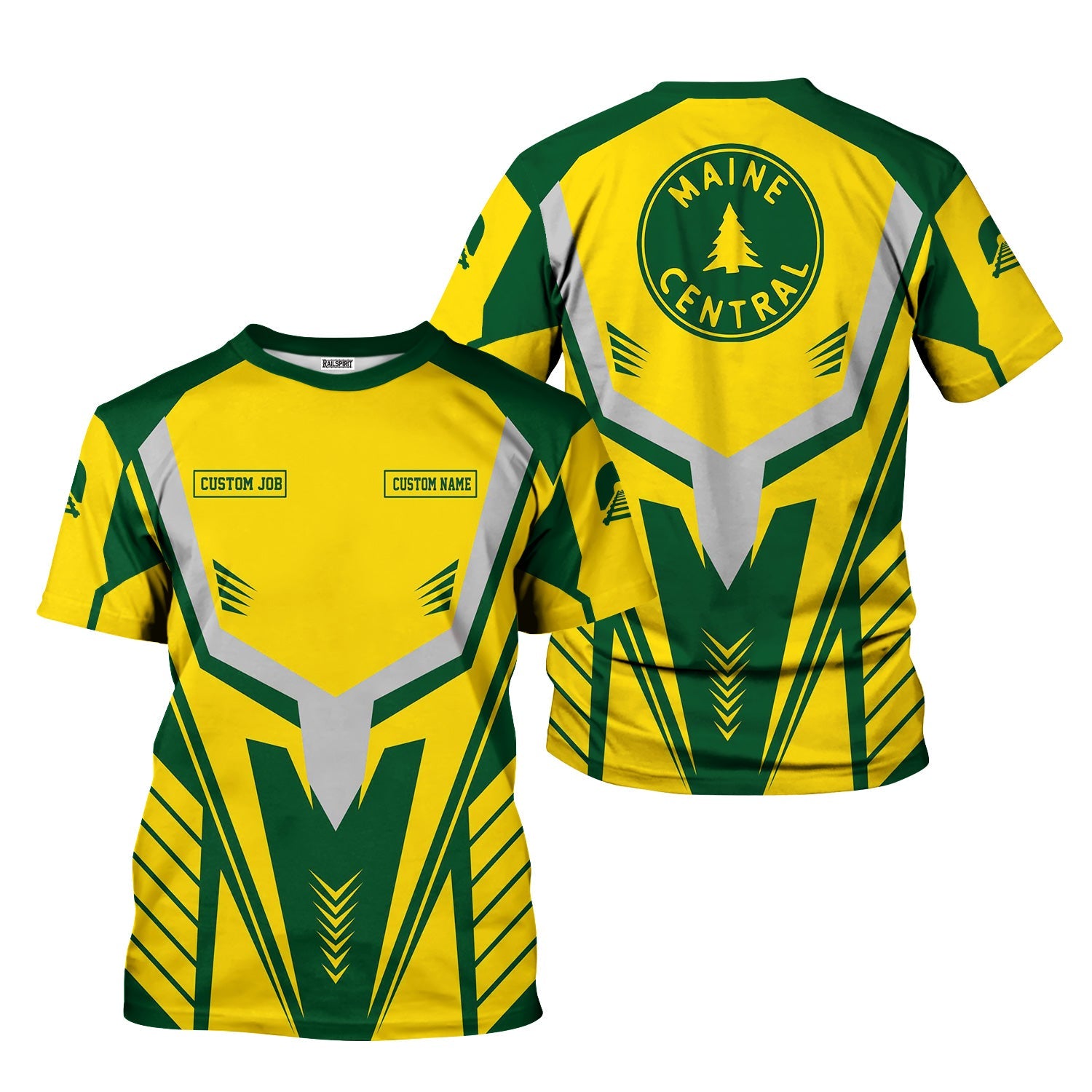 Railspirit Personalized Maine Central Railroad T-Shirt Workwear-Inspired with Custom Position Train Shirt