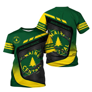 Railspirit Personalized Maine Central Railroad T-Shirt Ripped Texture Style Train Shirt For Railroad Fanatic