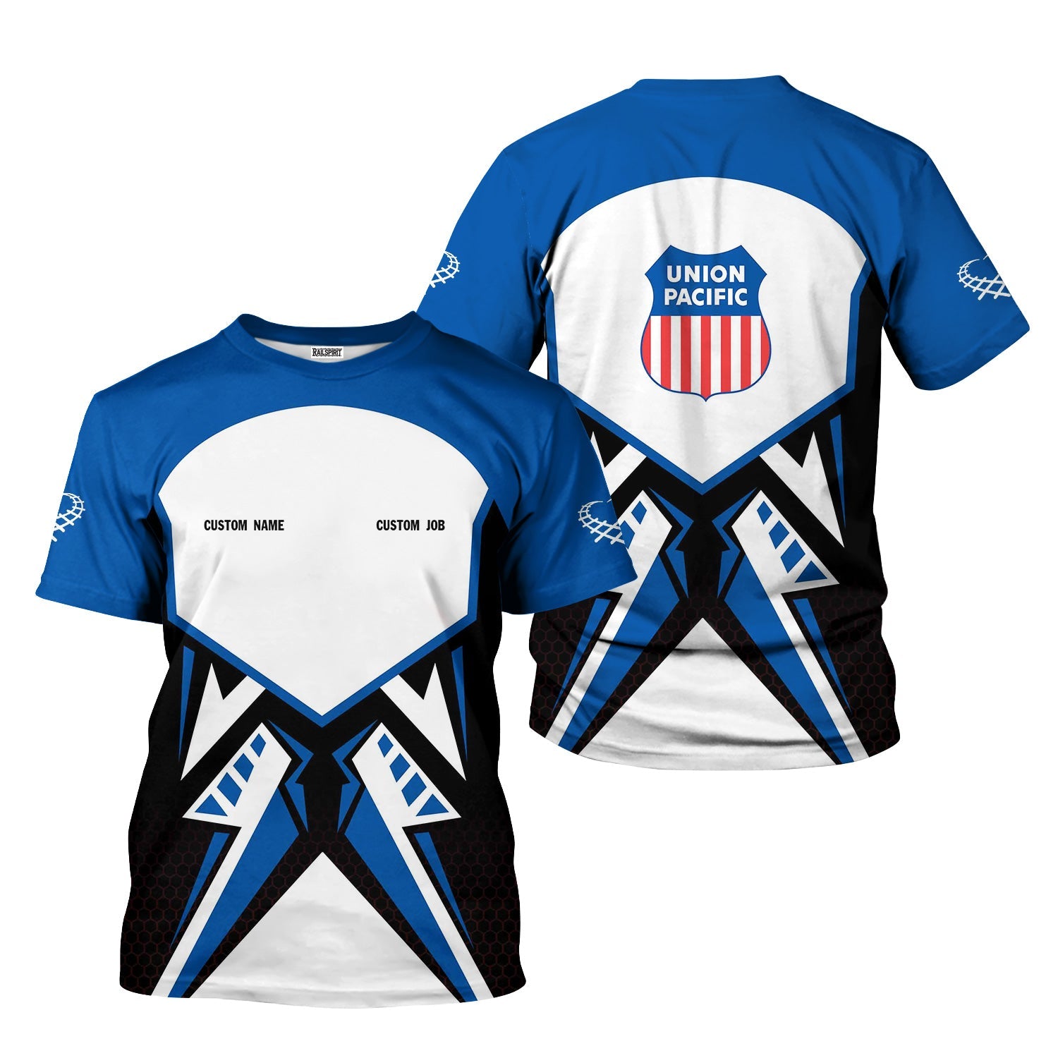 Railspirit Personalized Union Pacific Railroad T-Shirt Vibriant Style with Custom Position Big Boy Train Shirt