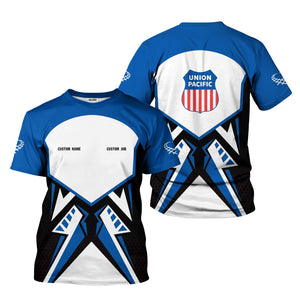 Railspirit Personalized Union Pacific Railroad T-Shirt Vibriant Style with Custom Position Big Boy Train Shirt